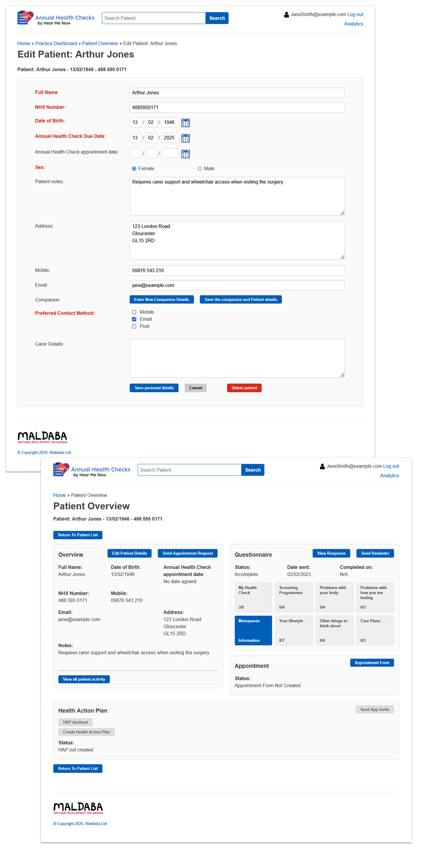 GP system screenshots
