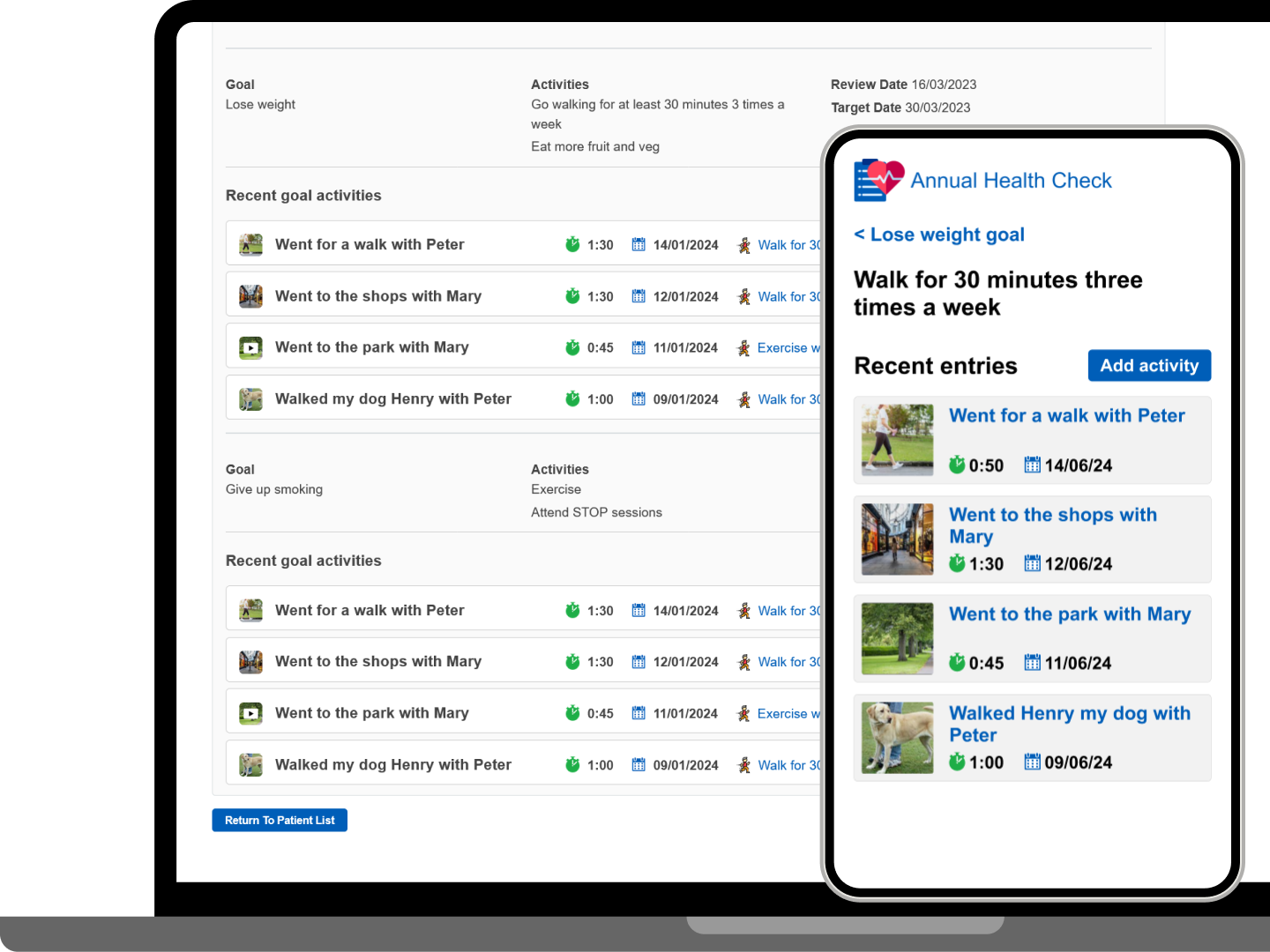 A patient with their family and multiple view of the system
