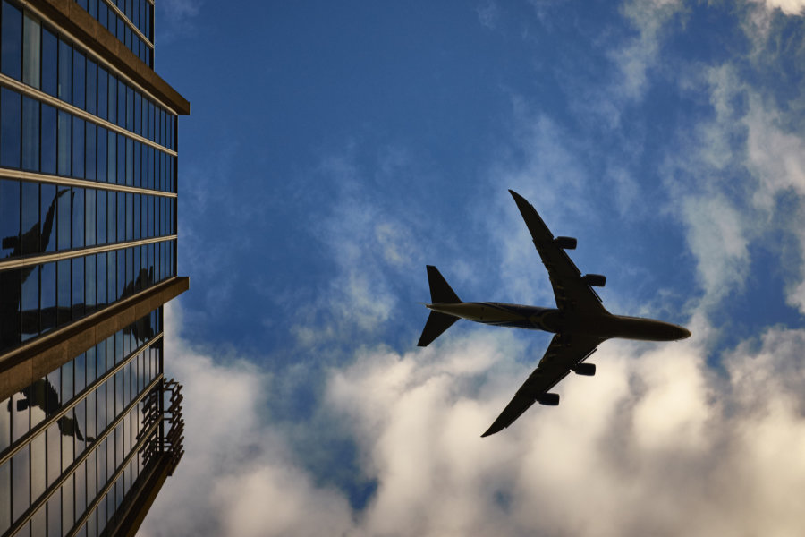 A plane flying overhead