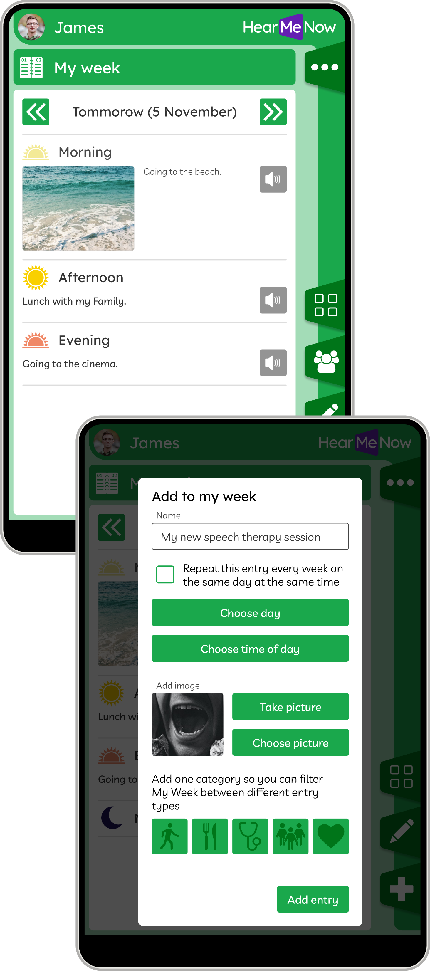 My week app screenshots